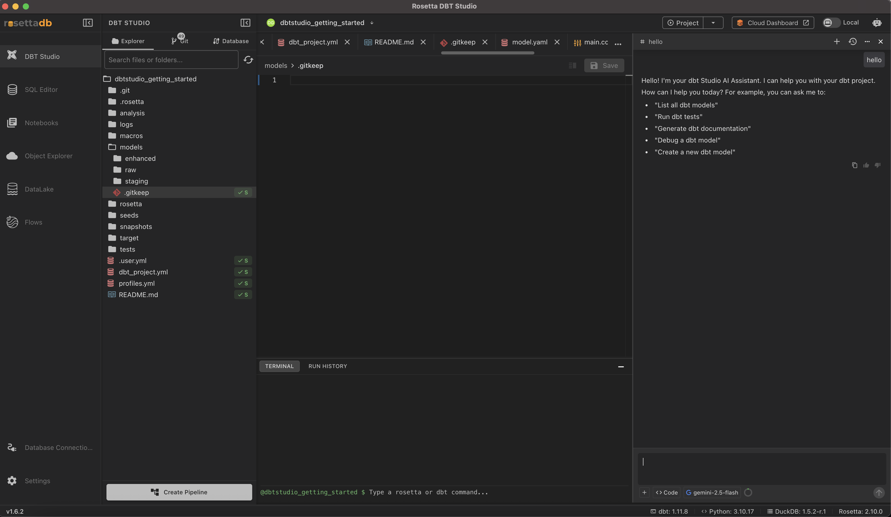 AI Assistant panel