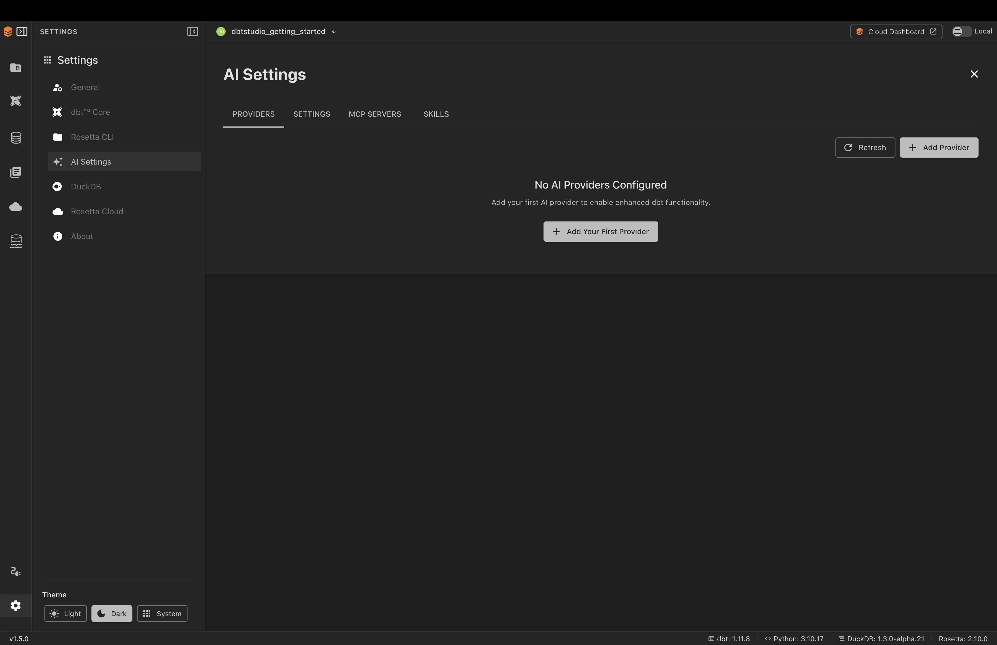 AI Settings empty