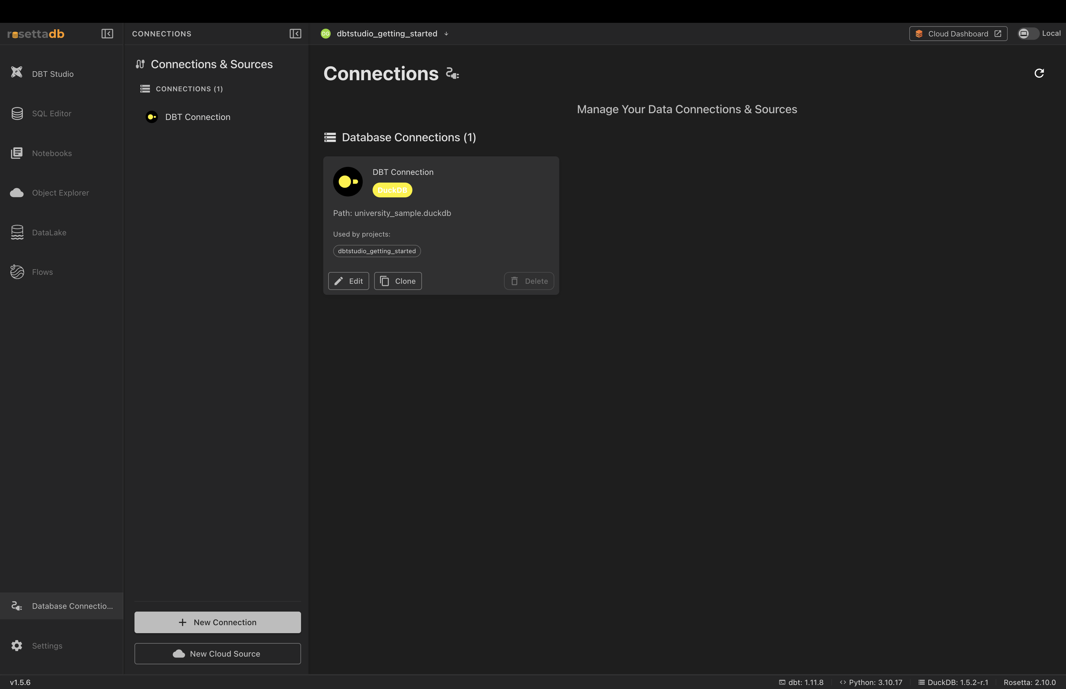 Connections screen