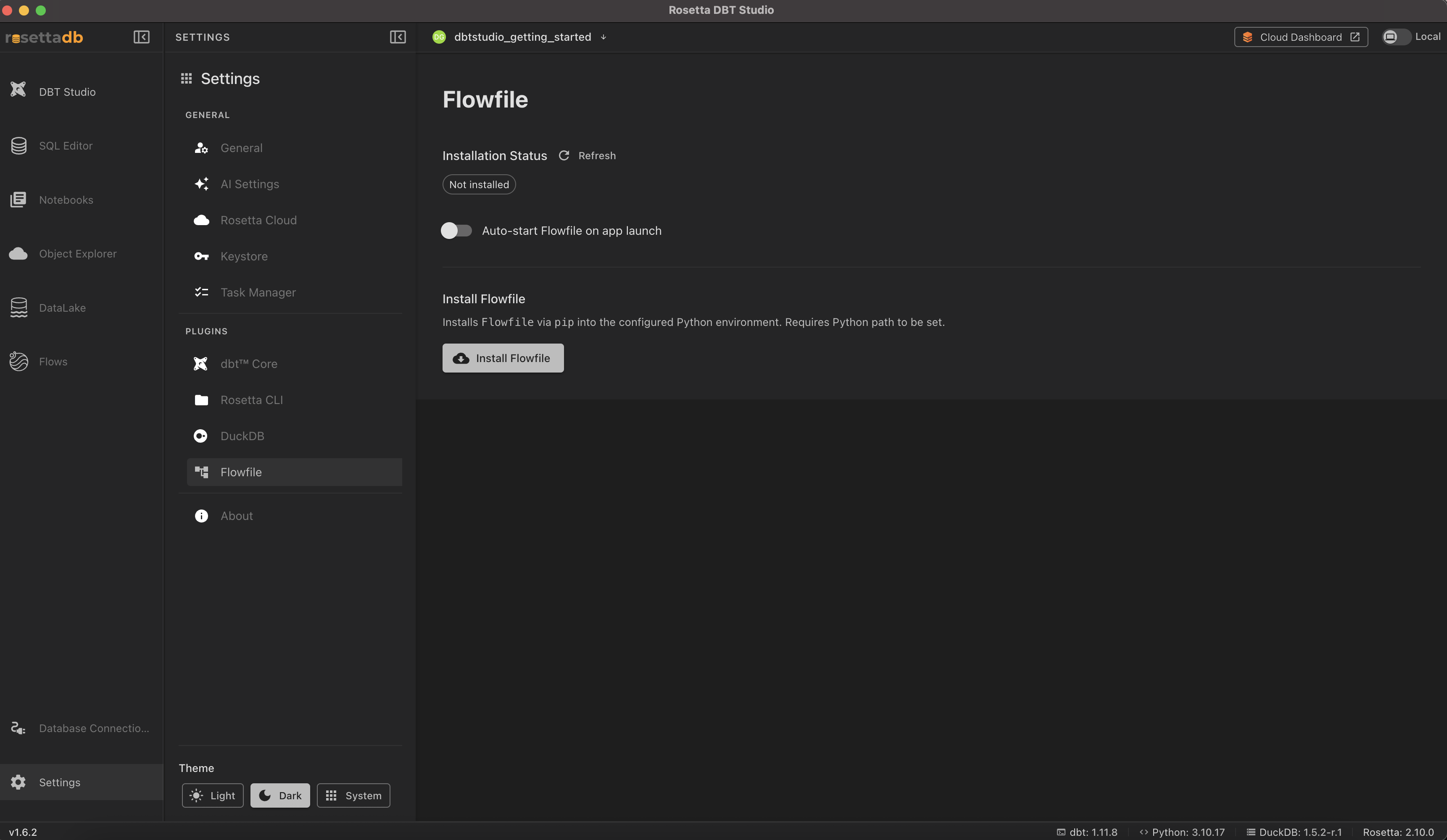 Flowfile settings