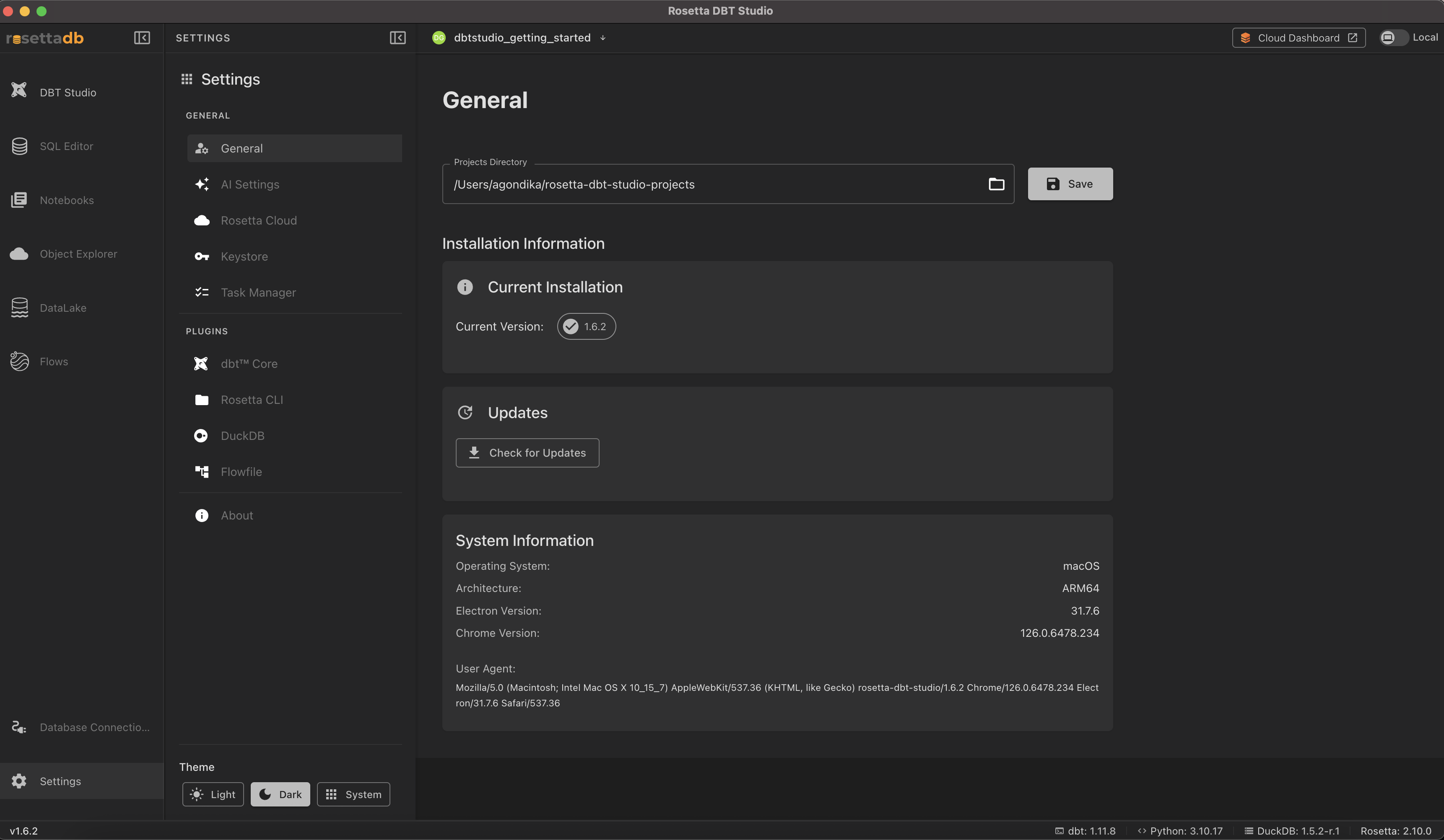 General settings