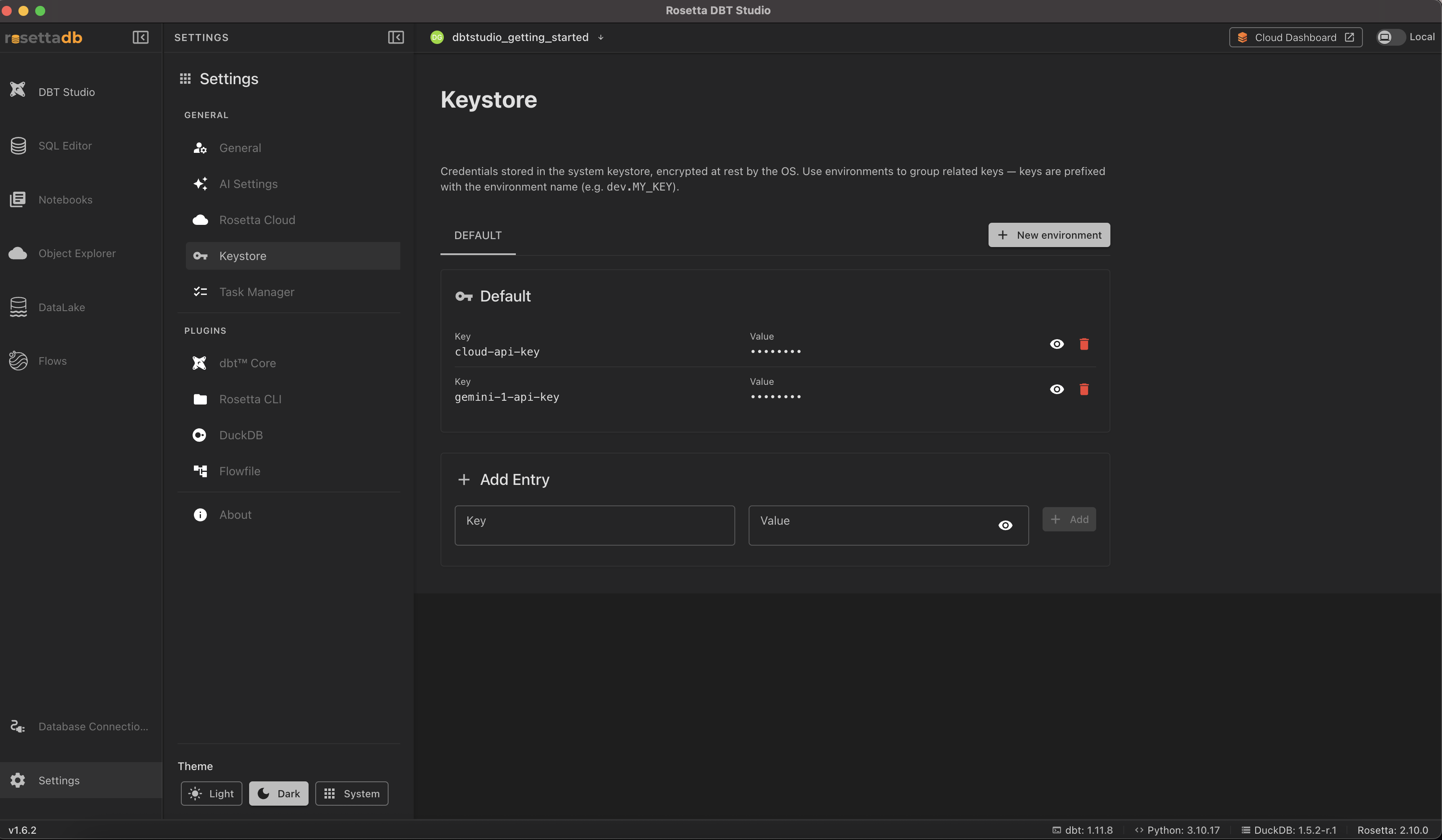 Keystore settings