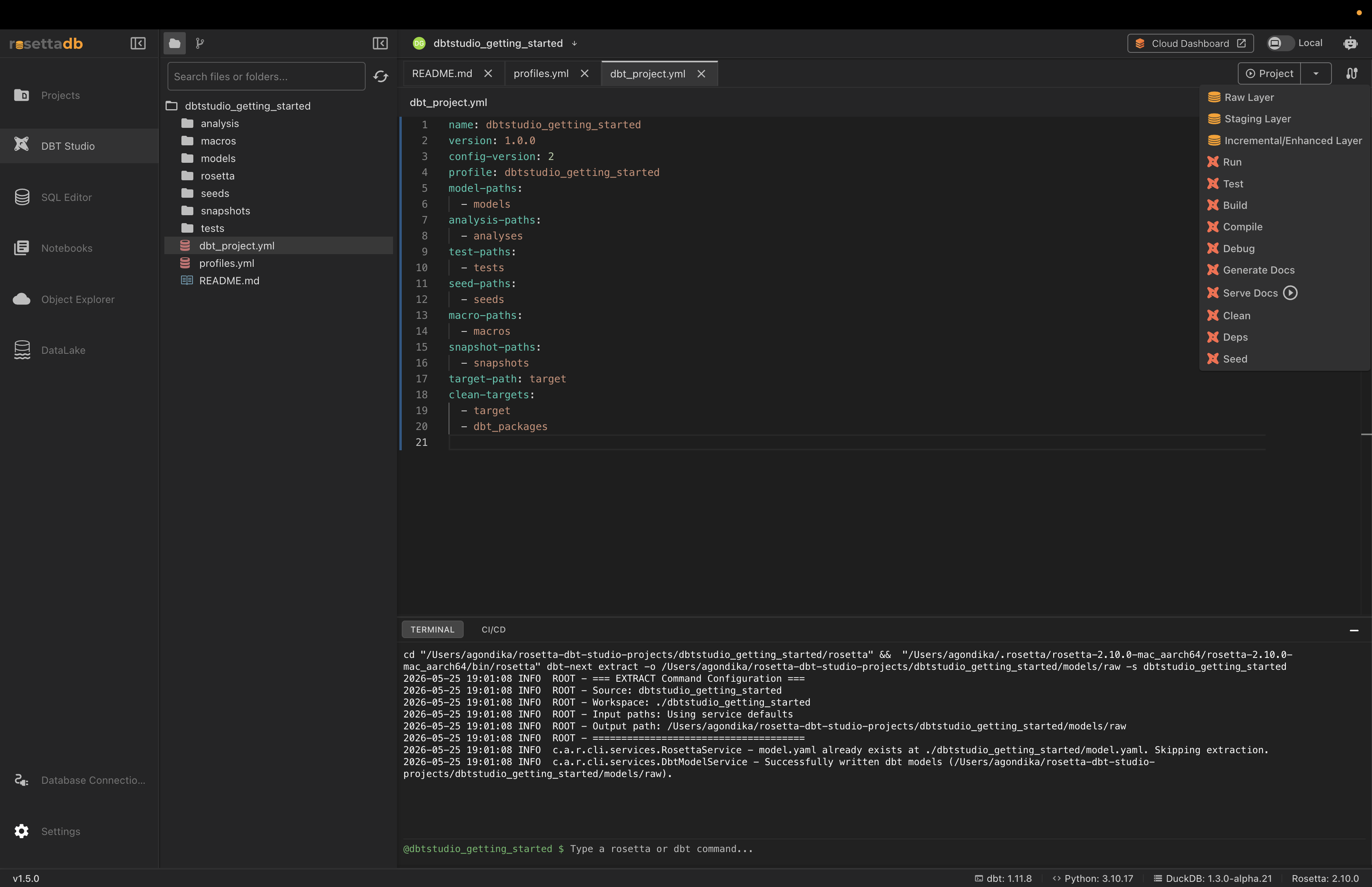 Project dropdown